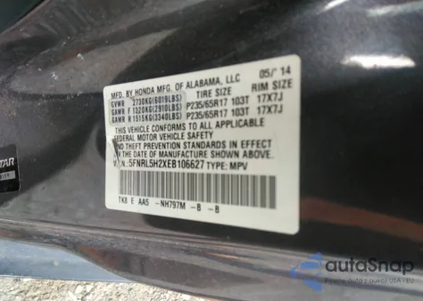 2014 Honda Odyssey Lx z USA, uszkodzony, nr VIN 5FNRL5H2XEB106627